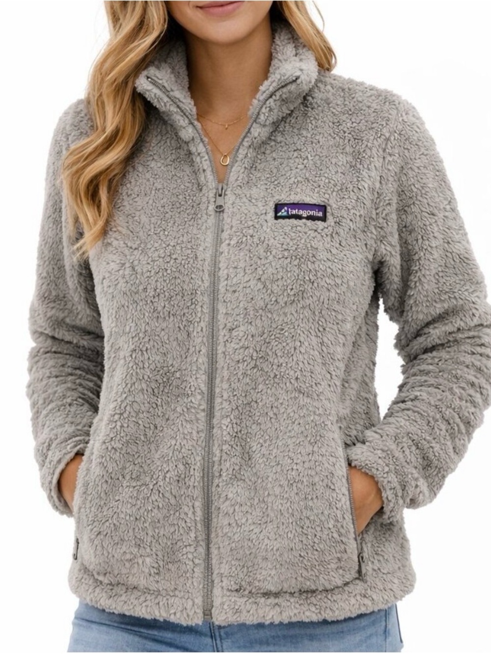 Patagonia Heather Gray Teddy Fleece Full-Zip Jacket